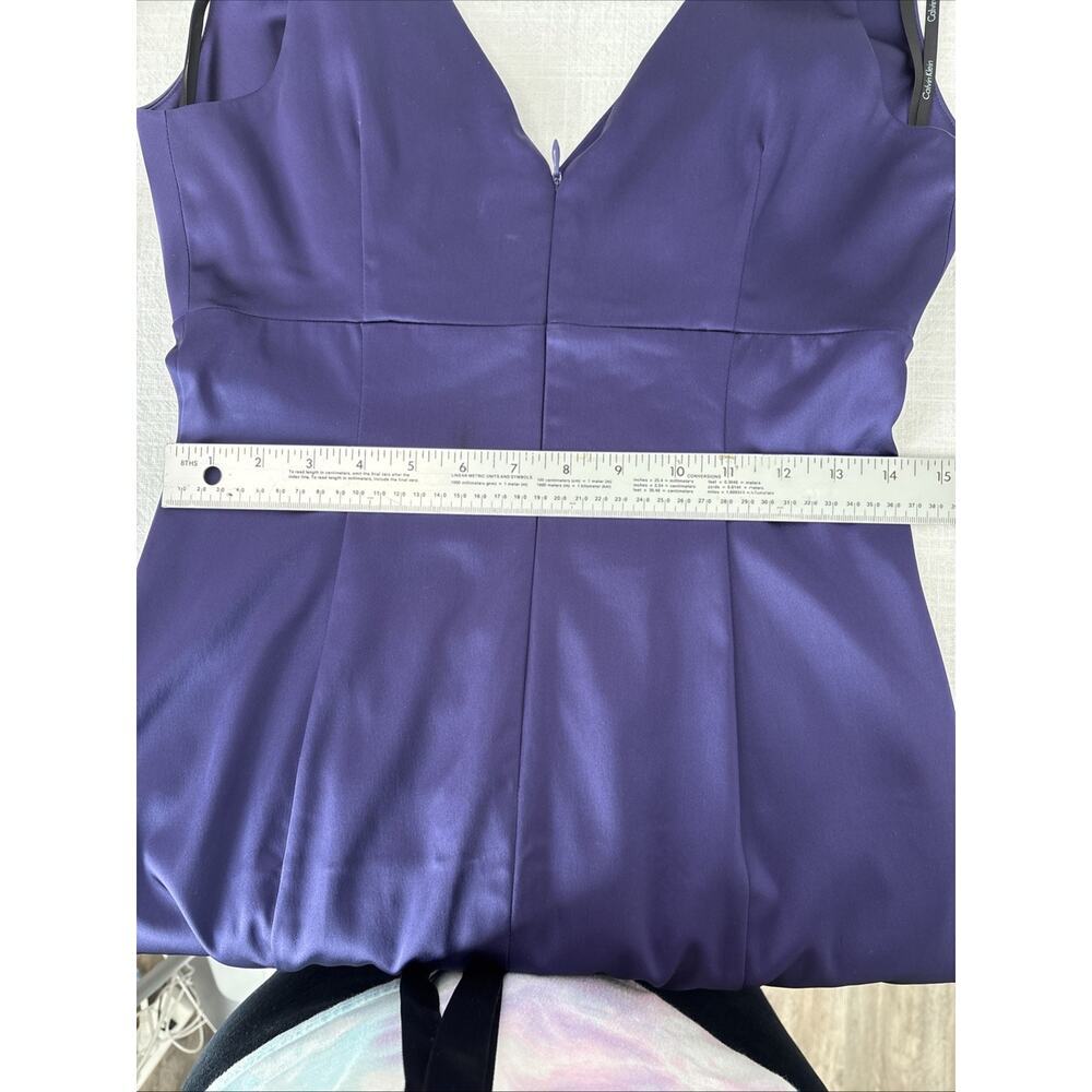 Calvin Klein Royal Purple Dark Romantic Whimsigoth Satin Ruched Stretch Dress 6 - Picture 11 of 14